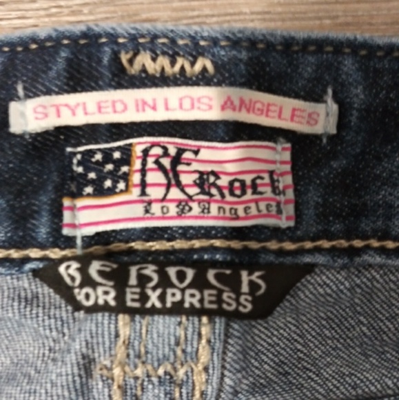 be Rock by Express dark faded embroidered jeans. - Picture 6 of 7